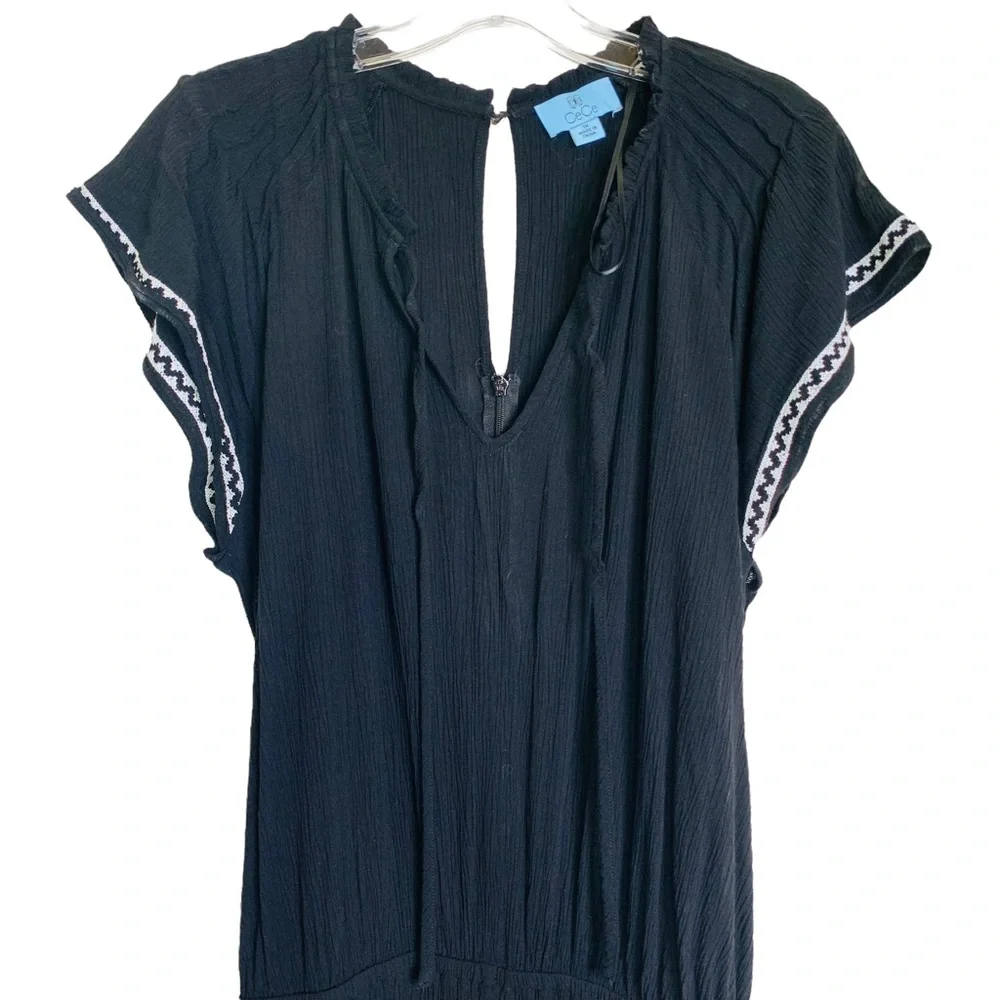 CeCe Crinkle Rayon Jumpsuit 1X Black 3135 - Picture 5 of 11